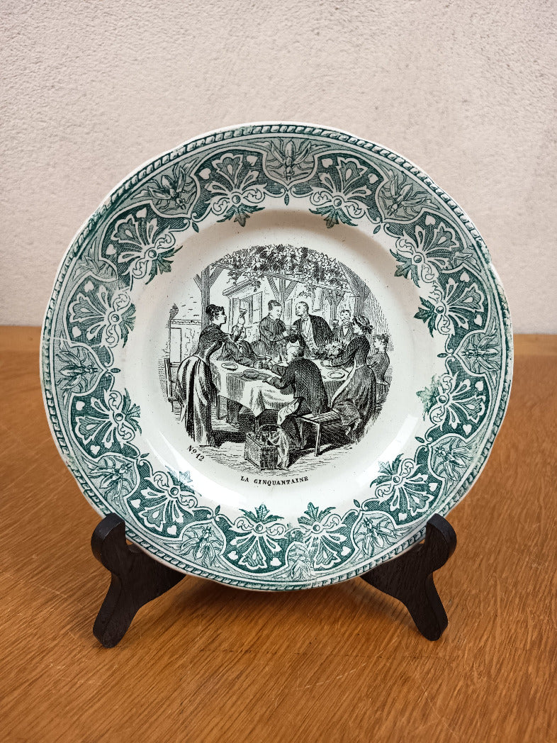 Assiette parlante Creil et Montereau La Cinquantaine numéro 12