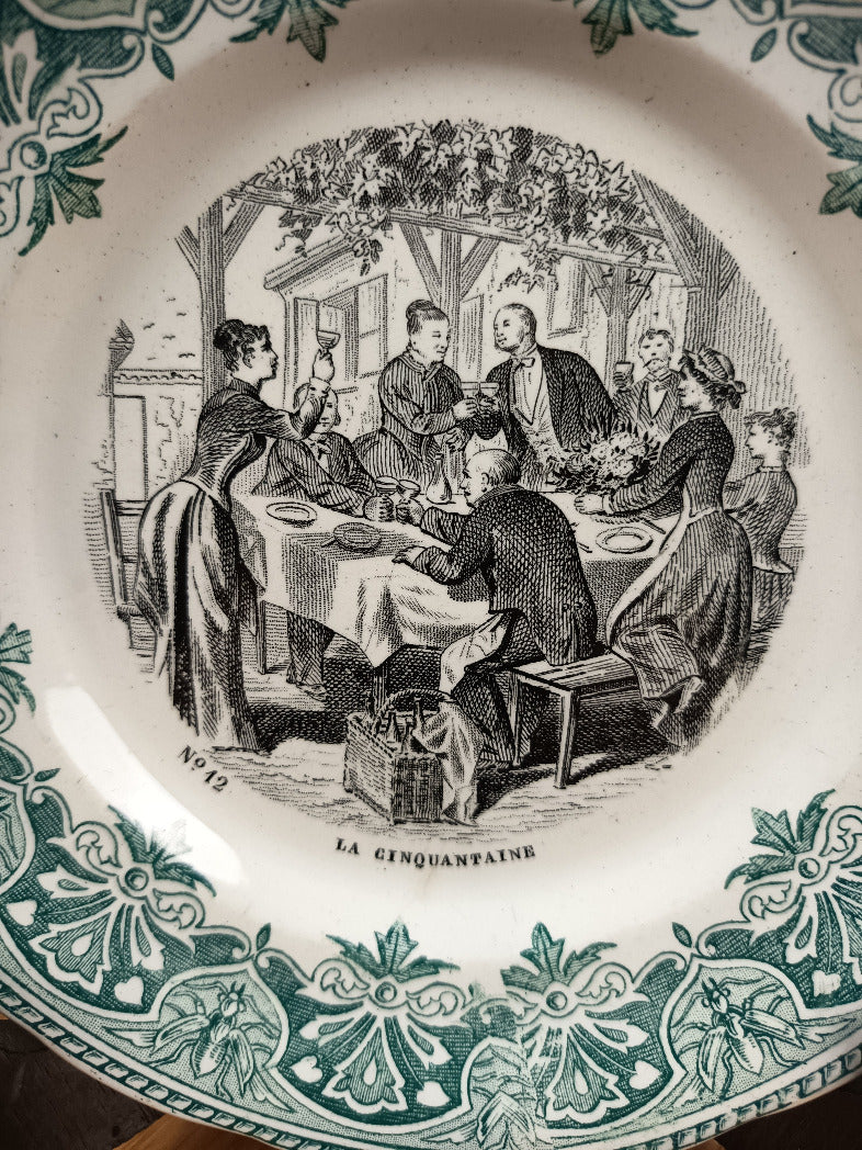 Assiette parlante Creil et Montereau La Cinquantaine numéro 12